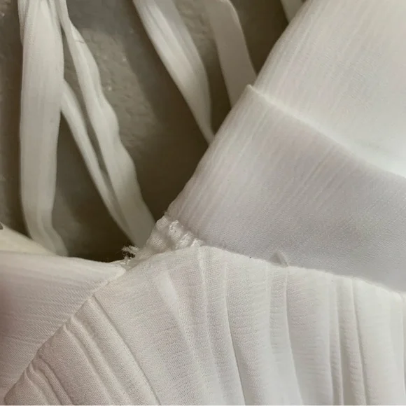 Lulus Large Amalfi Coast White Pleated Flutter Sleeve Mini Dress NWOT - Picture 6 of 16